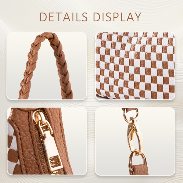 Women's Woven Hobo Handbag - Brown Leather Tote Bag