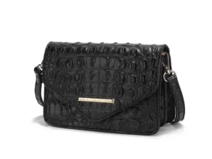 MKF Vanta Croc-Embossed Leather Saddle Shoulder Bag