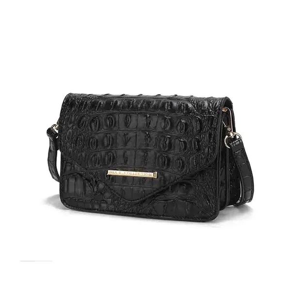 MKF Vanta Croc-Embossed Leather Saddle Shoulder Bag