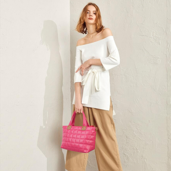 Puffer Tote Bag for Women with Zipper