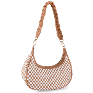 Women's Woven Hobo Handbag - Brown Leather Tote Bag - Image 5