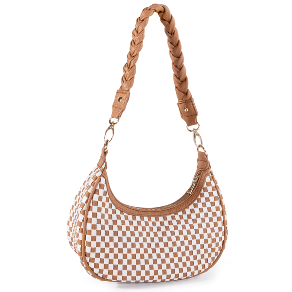 Women's Woven Hobo Handbag - Brown Leather Tote Bag